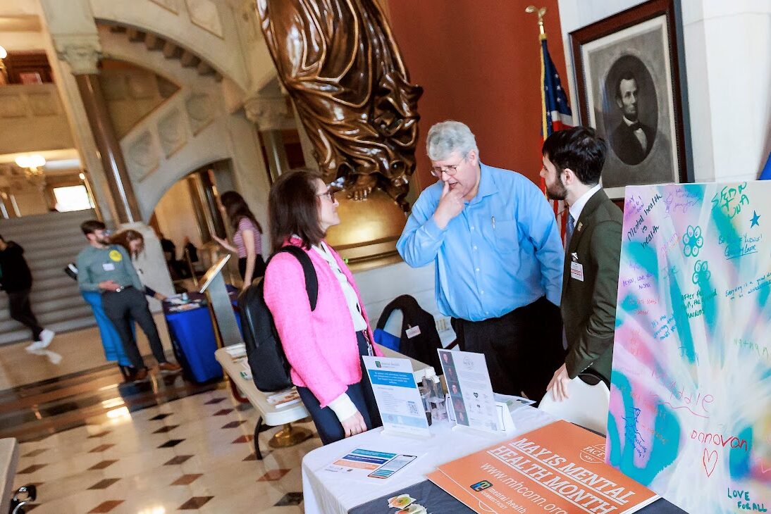 Advocates at a Mental Health Month event at the Connecticut State Capitol